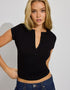 Slim-Fit Deep V Button Top