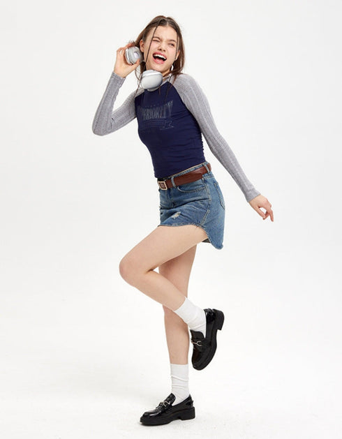Contrast Raglan Long Sleeve Top
