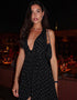 Deep V-Neck Polka Dot Dress