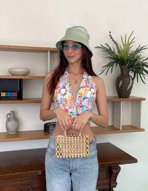 Printed Halter Crop Top