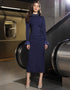 Slim-Fit Pearl Collar Midi Dress
