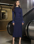 Slim-Fit Pearl Collar Midi Dress