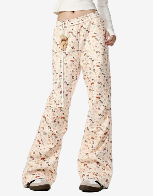 Animal Print Wide-Leg Pants