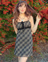 Plaid Halter Slip Mini Dress