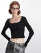 Slim Fit Button Front Crop Top