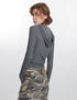 Slim Fit Button Hooded Long Sleeve Top