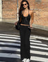 Backless Vest & Straight-Fit Pants Set