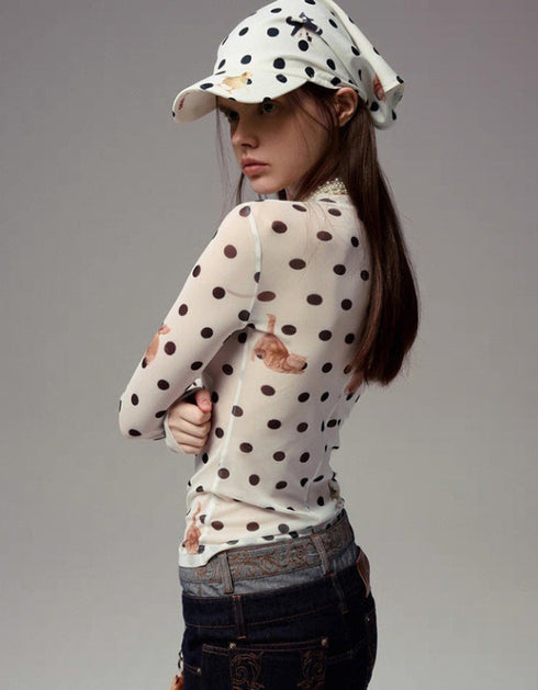 Printed Cropped Long Sleeve Top