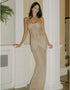 Shimmering Strapless Backless Maxi Dress