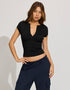 Slim-Fit Deep V Button Top
