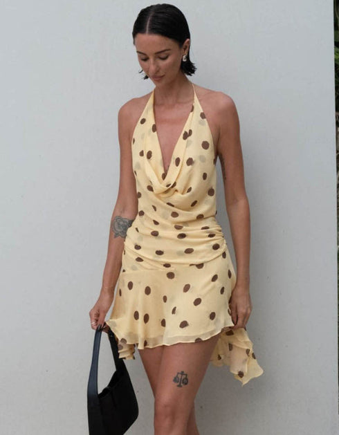 Polka Dot Halter Mini Dress