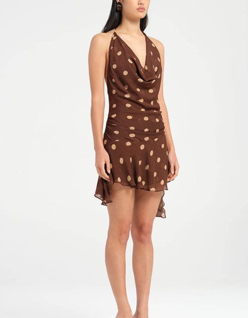 Polka Dot Halter Mini Dress