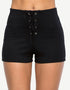 Eyelet Lace-Up Slim Fit Short