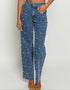 Oblique Waist Straight Leg Jeans