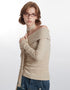 Off-Shoulder Striped Long Sleeve Top