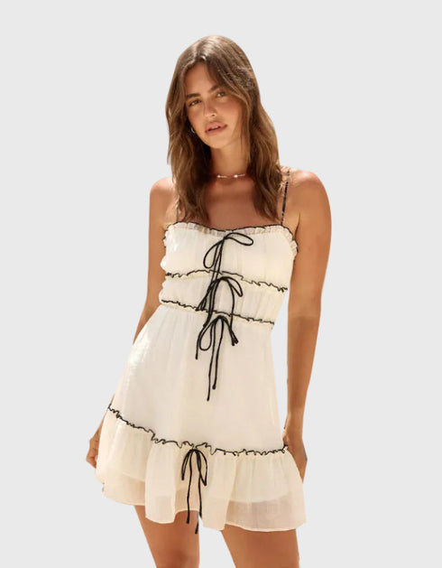 Lace-Up Spaghetti Strap Mini Dress