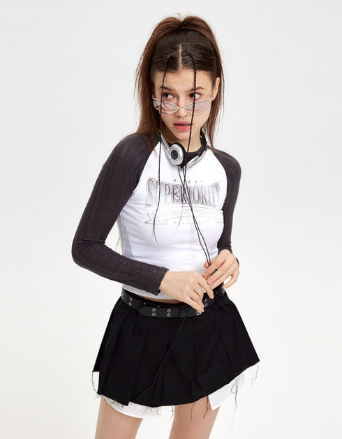 Contrast Raglan Long Sleeve Top