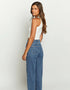 Oblique Waist Straight Leg Jeans