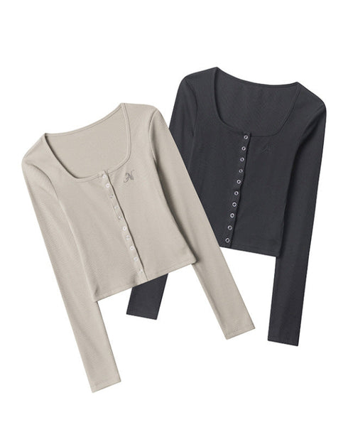 Slim Fit Button Front Crop Top