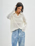 Textured Open-Knit Polo Top