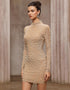 Pearl & Rhinestone Mesh Mini Dress