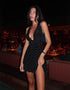 Deep V-Neck Polka Dot Dress