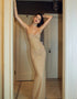 Shimmering Strapless Backless Maxi Dress