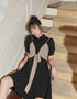 Tie-Front Contrast Dress
