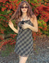 Plaid Halter Slip Mini Dress