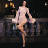 Glitter Mesh Sheer Dress with Fuzzy Trim Fashionable One Piece for Women
