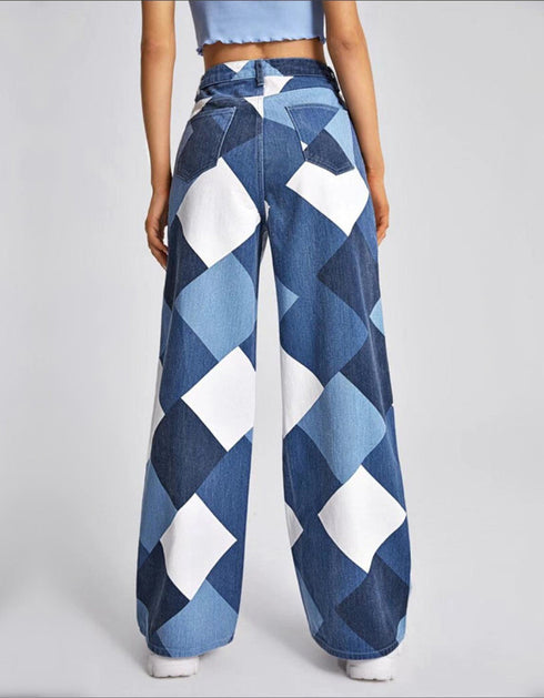 High-Waist Denim Trousers
