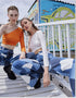 High-Waist Denim Trousers