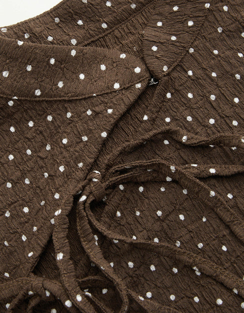 Polka Dot Side-Tie Fitted Top