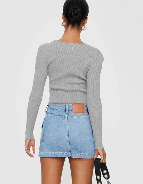 Mid-Rise Denim Mini Skirt