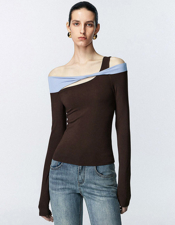 Color Block One-Shoulder Top