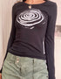 Vortex Print Slim-Fit Long Sleeve Top