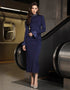 Slim-Fit Pearl Collar Midi Dress