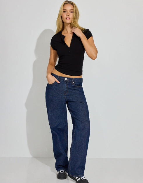Slim-Fit Deep V Button Top