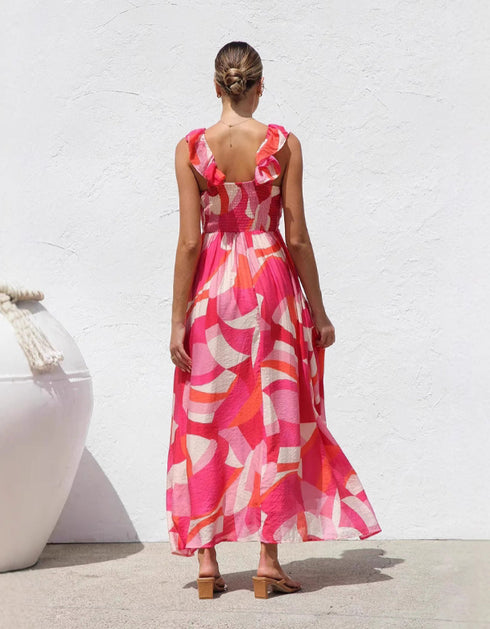V-Neck Printed Maxi Dress