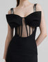Black Studded Bow Long Dress