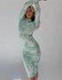 Bold Lines Maxi Dress – Long Sleeve Chic Green / L Long Sleeve Dress