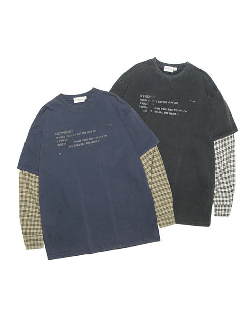 Layered Plaid Sleeve Tee