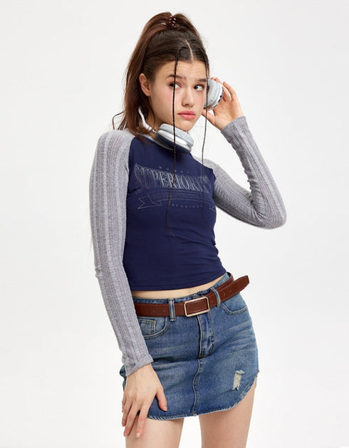 Contrast Raglan Long Sleeve Top