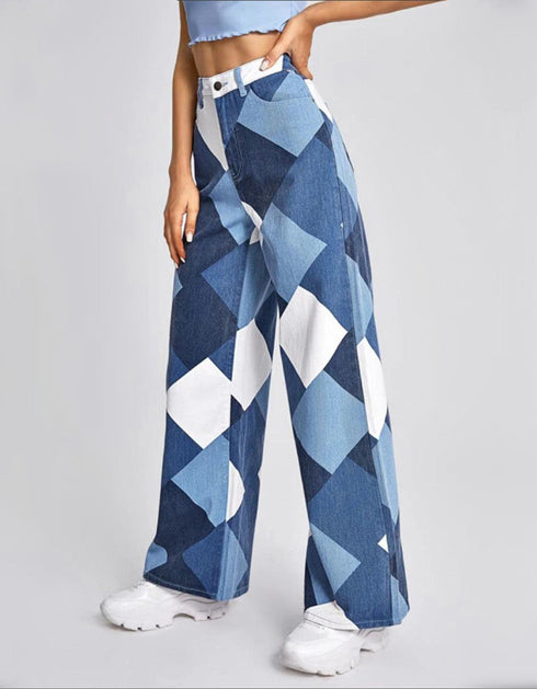 High-Waist Denim Trousers