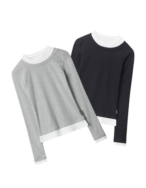 Contrast Trim Slim Fit Long Sleeve Top