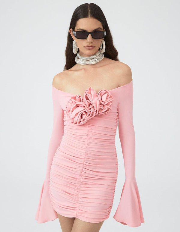 Off-Shoulder Ruched Mini Dress
