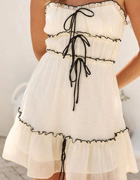 Lace-Up Spaghetti Strap Mini Dress