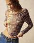 Floral Mesh Slim Fit Top