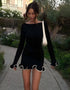 Wave-Trim Body-Fit Mini Dress
