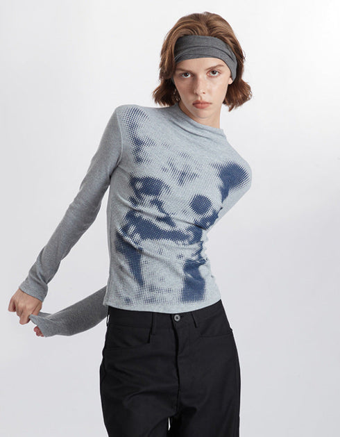 Cat Print Slim Fit Top